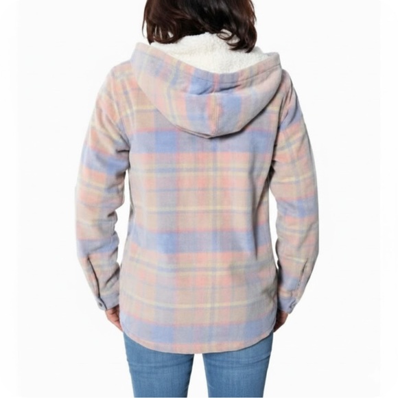 Soho Threads Pastel Corduroy Hooded Shirt Jacket Shacket Size Large - Picture 3 of 12